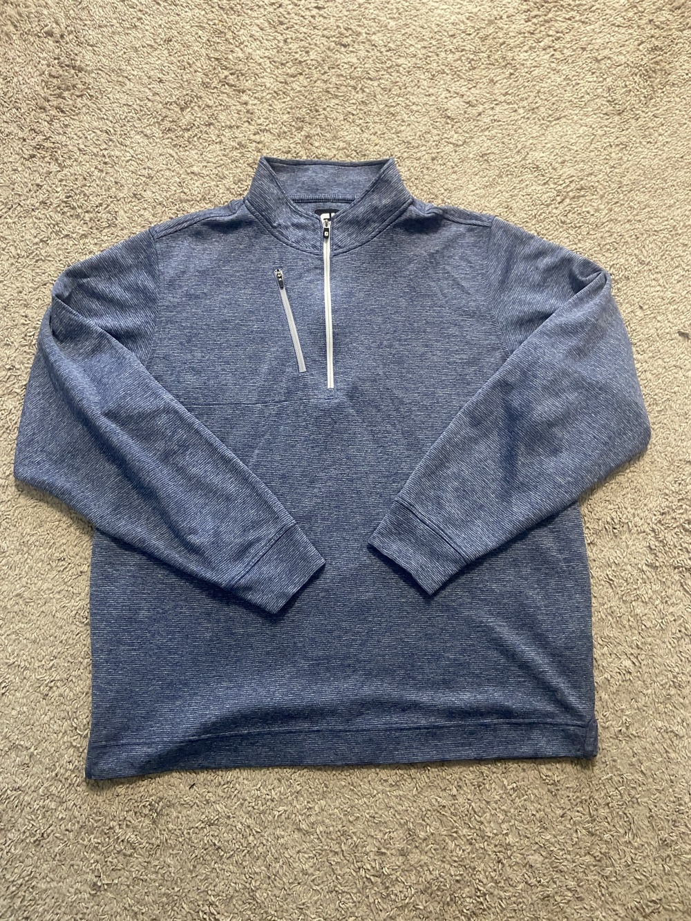 FootJoy Pullover Mens XL Blue Striped 1/4 Zip Long Sleeve Golf Mock Neck Top